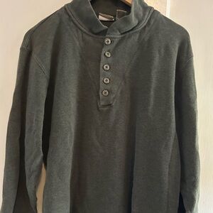 LL Bean Sweater Men’s Large Pullover Henley Chunk Green Vintage VTG Shirt